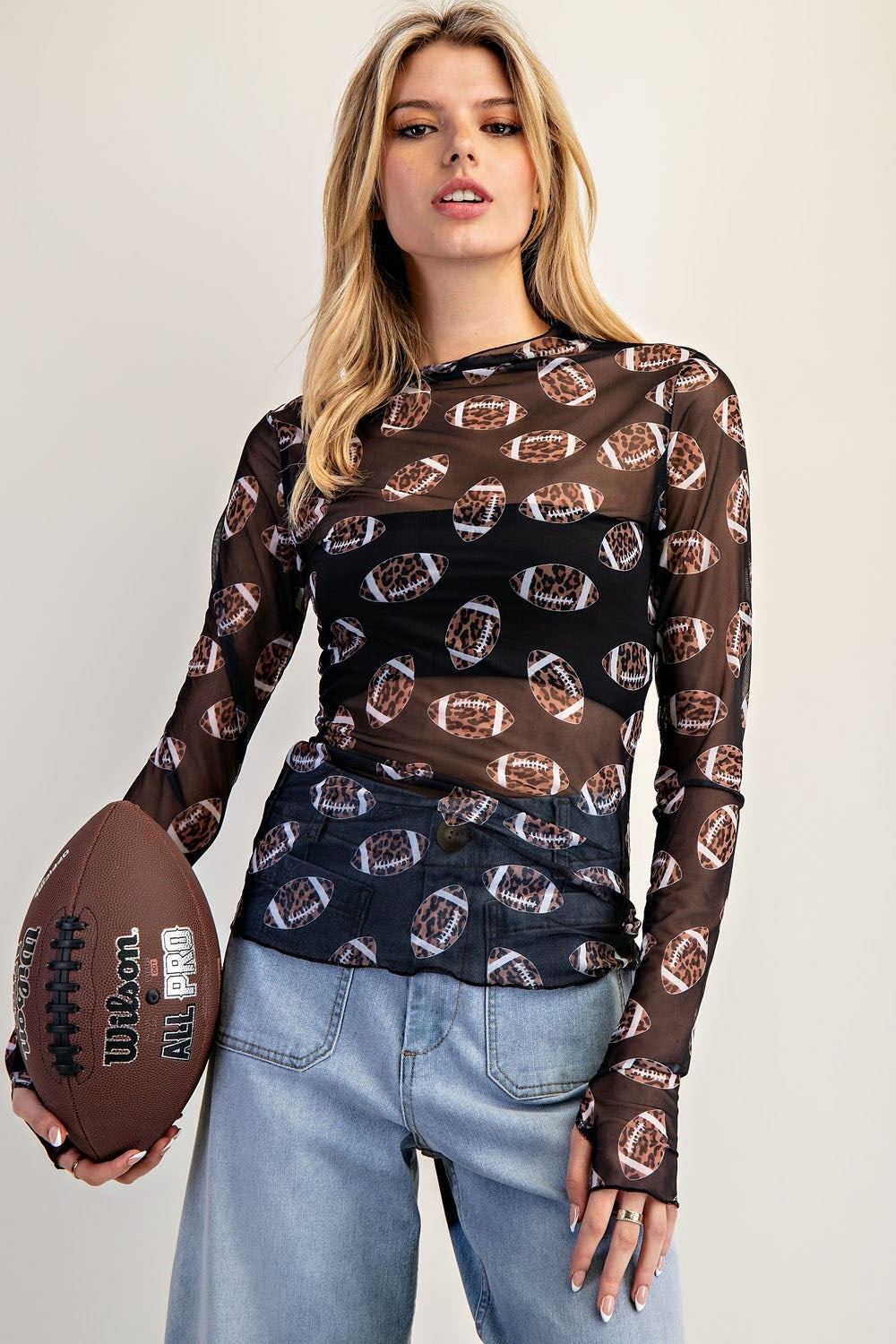 Mesh Leopard Football Top