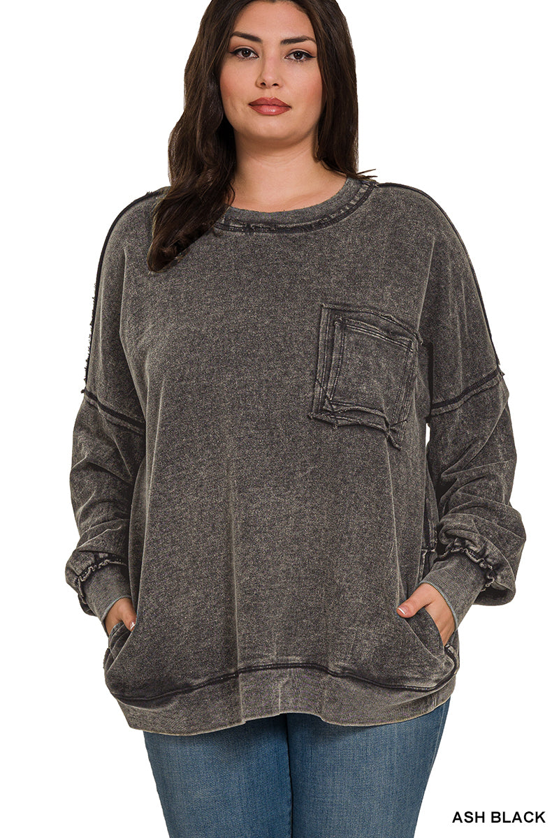 Ash Black Oversized Pullover - Plus