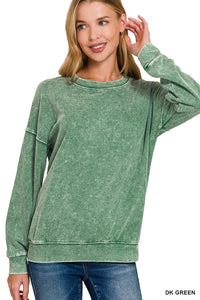 Dark Green Washed Pullover