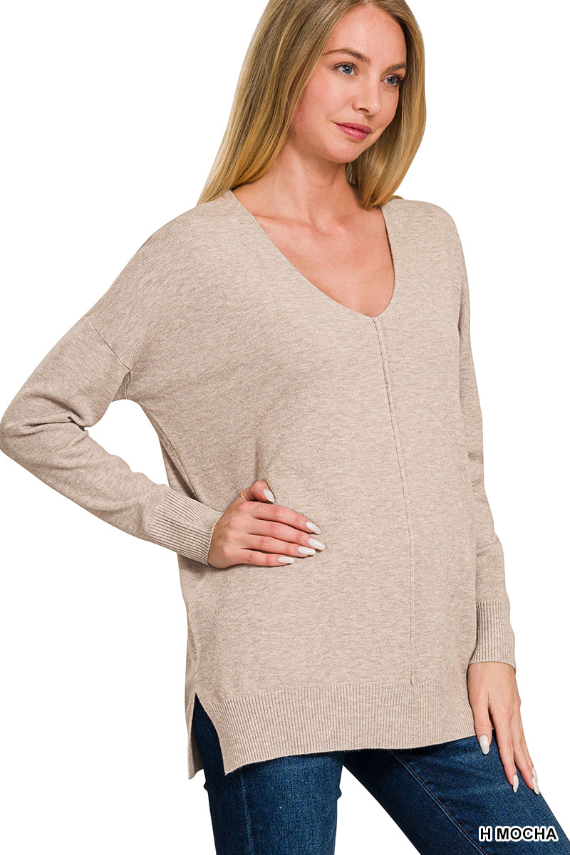 Heather Mocha Front Seam Sweater
