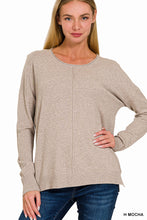 Load image into Gallery viewer, Heather Mocha Front Seam Sweater
