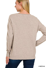 Load image into Gallery viewer, Heather Mocha Seamed Sweater
