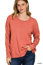 Load image into Gallery viewer, Heather Rust Front Seam Sweater
