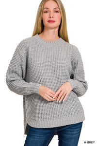 Heather Grey Waffle Sweater