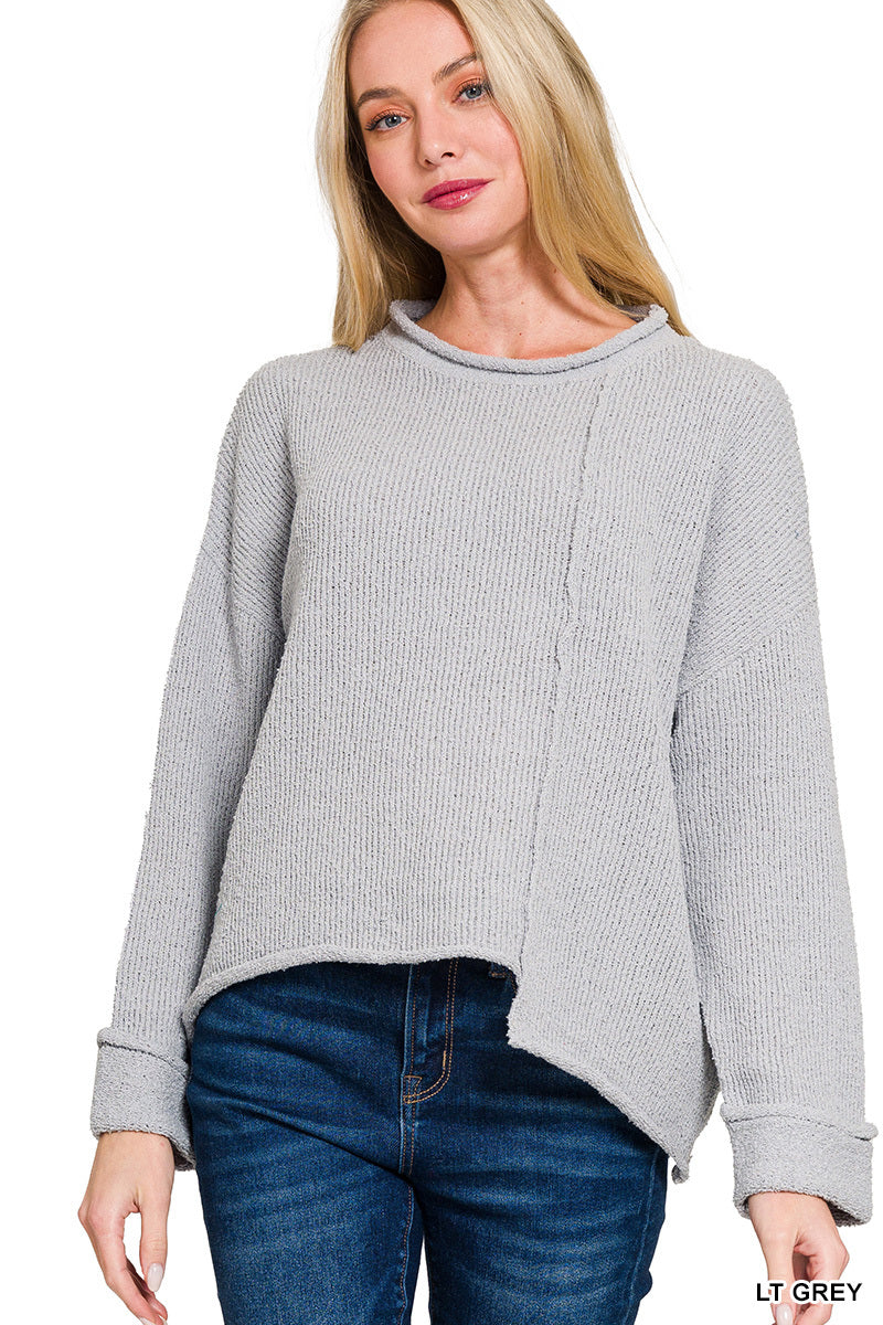 Grey Step Hem Sweater