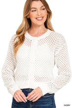 Load image into Gallery viewer, Ivory Open Crochet Cardigan
