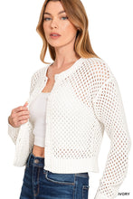 Load image into Gallery viewer, Ivory Open Crochet Cardigan
