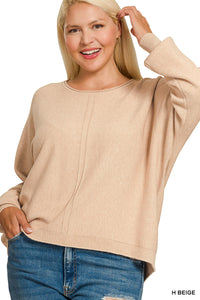 Heather Beige Front Seam Sweater - Plus
