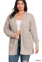 Load image into Gallery viewer, Zenana Mocha Heather Waffle Cardi - Plus
