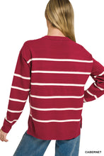 Load image into Gallery viewer, B+W Stripe Side Slit Sweater
