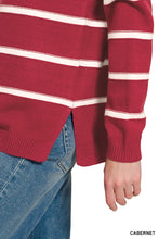 Load image into Gallery viewer, Mocha Stripe Side Slit Sweater
