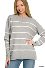 Load image into Gallery viewer, Heather Stripe Side Slit Sweater
