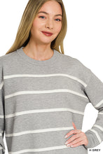 Load image into Gallery viewer, Heather Stripe Side Slit Sweater
