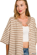 Load image into Gallery viewer, Mocha Stripe S/S Cardi
