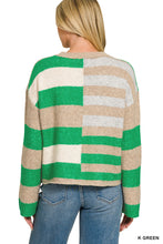 Load image into Gallery viewer, Tan + Charcoal Mix Stripe Sweater
