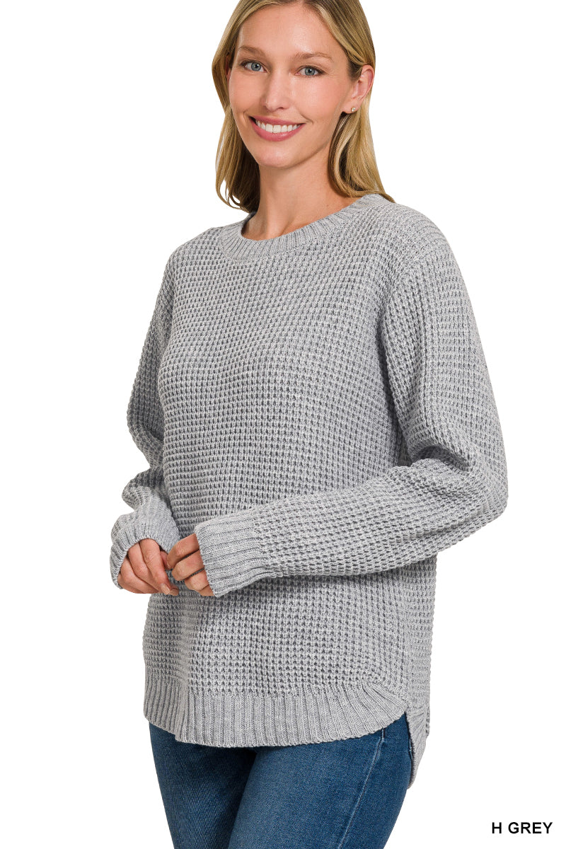 Heather Grey Waffle Sweater