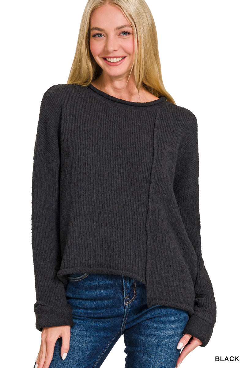 Black Step Hem Sweater