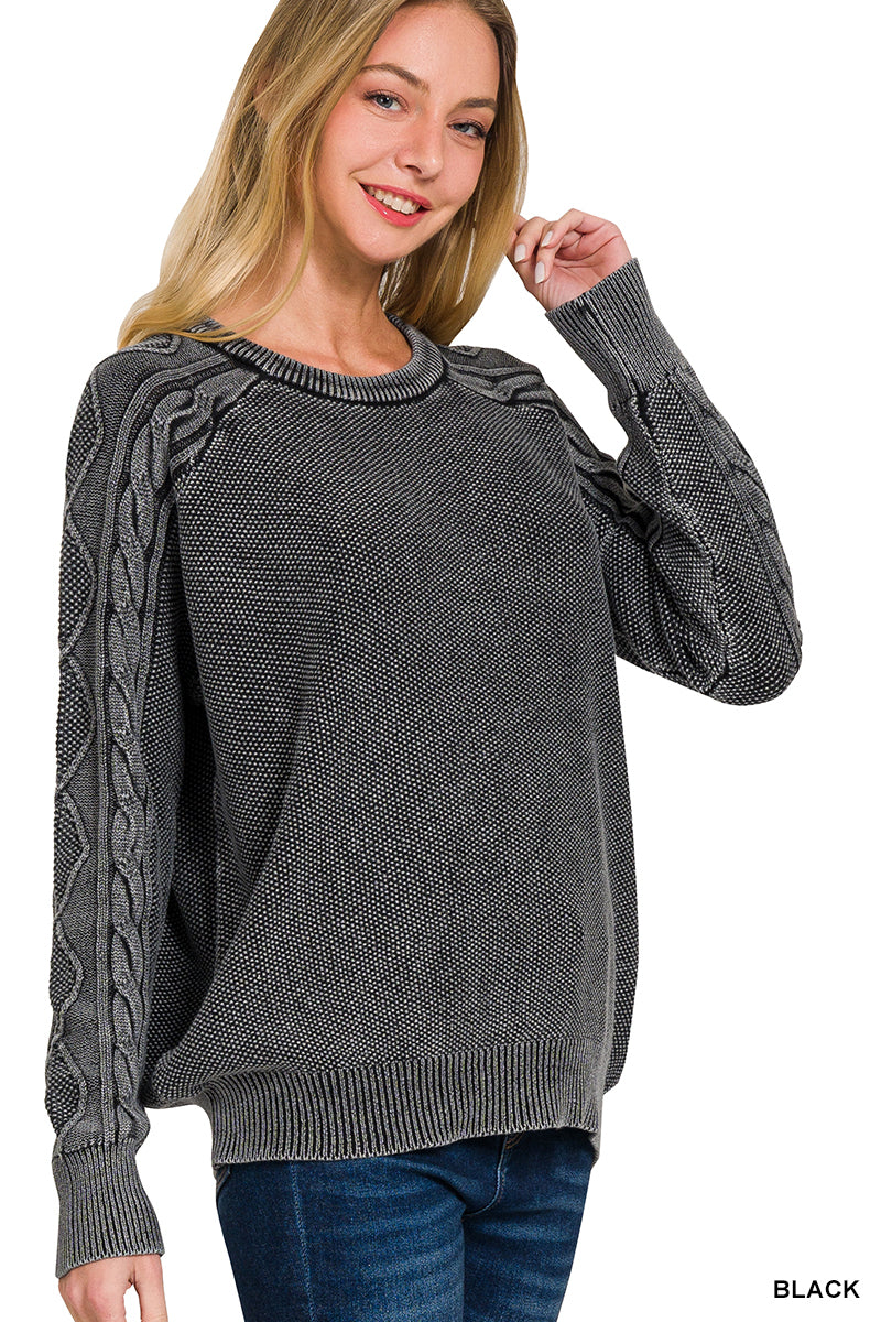 Black Stone Washed Sweater