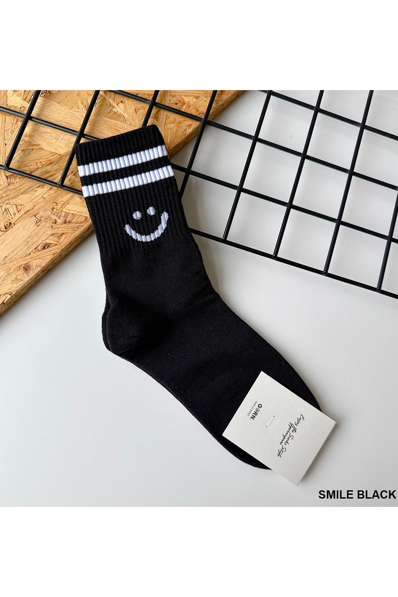 Black Smiley Face Socks