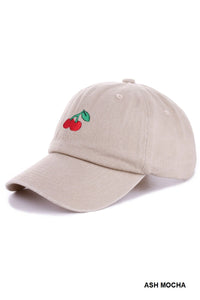 Embroidered Cherry Baseball Hat