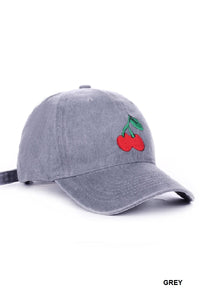 Embroidered Cherry Baseball Hat