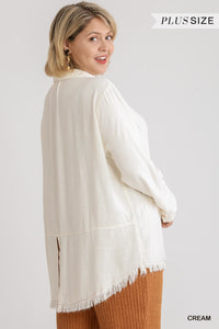 Cream Split Back Top - Plus