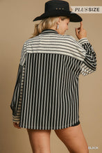 Load image into Gallery viewer, Black + Cream Mixed Stripe Top - Plus
