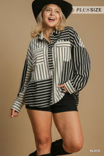 Load image into Gallery viewer, Black + Cream Mixed Stripe Top - Plus
