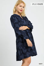 Load image into Gallery viewer, Navy Jacquard Dress - Plus
