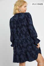 Load image into Gallery viewer, Navy Jacquard Dress - Plus
