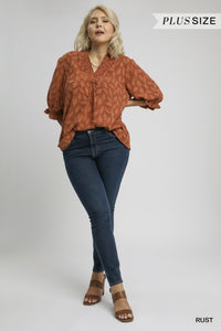 Rust Jacquard Top - Plus