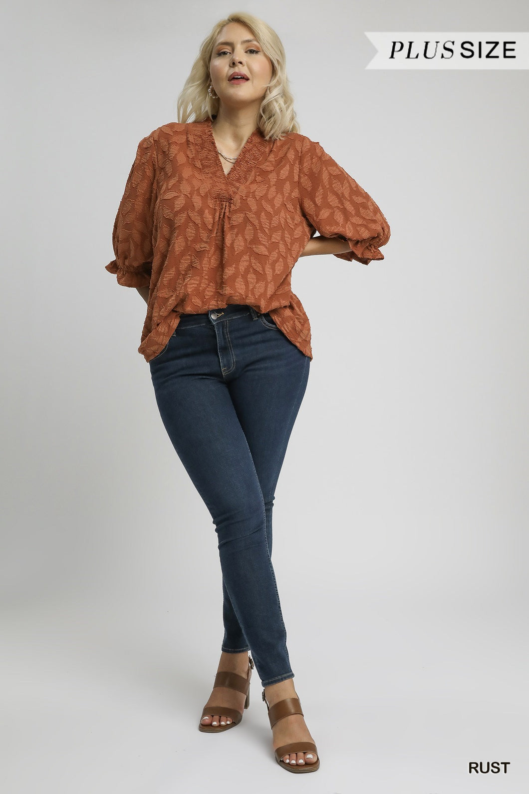 Rust Jacquard Top - Plus