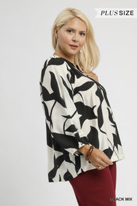 B+W Botanical Print Top - Plus