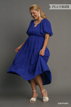 Load image into Gallery viewer, Sapphire Split Neck Midi Dress - Plus
