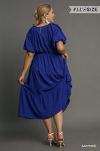 Load image into Gallery viewer, Sapphire Split Neck Midi Dress - Plus
