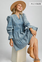 Load image into Gallery viewer, Blue Corduroy Dress - Plus

