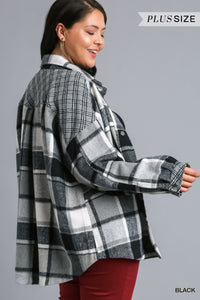 Black Mixed Plaid Shacket - Plus