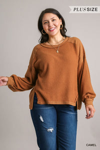 Camel Waffle Mixed Top - Plus