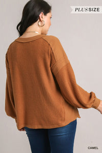 Camel Waffle Mixed Top - Plus