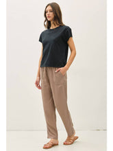 Load image into Gallery viewer, Be Cool Black Cotton Slub Tee
