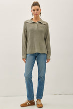 Load image into Gallery viewer, Sage Wide Collar Waffle Sweater
