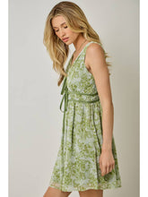 Load image into Gallery viewer, Mystree Green Floral Smock Waist Dress
