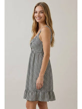 Load image into Gallery viewer, Doe + Rae Black Twist Front Gingham Dress
