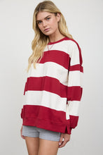 Load image into Gallery viewer, Red Oversized Wide Stripe Pullover
