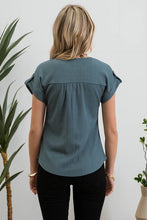 Load image into Gallery viewer, Lace Trim Teal Top
