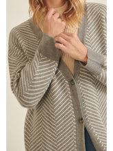 Load image into Gallery viewer, Grey + Ivory Chevron Cardigan
