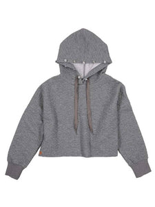 Grey Quilted Embellished Hoodie