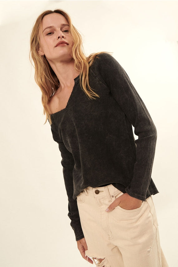 Promesa Charcoal Washed Thermal Top