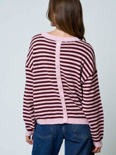 Load image into Gallery viewer, Pink Stripe Button Back Sweater
