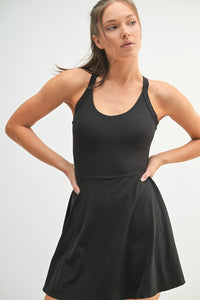 Black Sporty Open Back Dress